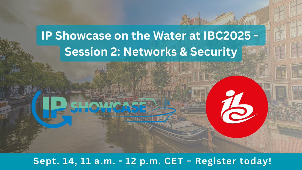 AIMSAlliance's tweet image. #IBC2025 is just around the corner, which means so is the #IPShowcase on the Water! Join us at 11 a.m. on Sept. 14 for our session on Networks &amp;amp; Security featuring presentations by Gus Marcondes of @NETGEAR and Nicolas Sturmel of DirectOut. Register today: ow.ly/37AG50WJYU3