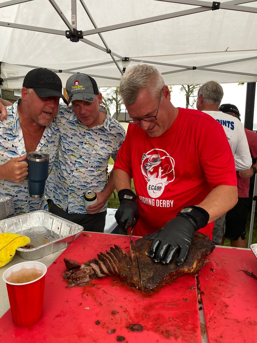 ECAManitoba's tweet photo. Huge thanks to Rob Fourneaux, the BBQ master behind the scenes at the ECAM Fishing Derby! 🔥🍖

Rob spent the day smoking brisket and pulled pork to perfection!

#ECAMFishingDerby #BBQMaster #GrillGoals https://t.co/PpYXiwa8n7