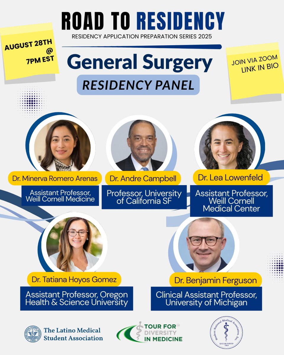 The Student National Medical Association (SNMA) (@snma) on Twitter photo Interested in General Surgery? Want to hear DIRECTLY from those on the other side of the application? Well, we've got all of your needs answered in one panel. Join us on Thursday, August 28th at 7pm EST via Zoom.  You'll thank us later.  
Link: us02web.zoom.us/j/86948138657?… Interested in General Surgery? Want to hear DIRECTLY from those on the other side of the application? Well, we've got all of your needs answered in one panel. Join us on Thursday, August 28th at 7pm EST via Zoom.  You'll thank us later.  
Link: us02web.zoom.us/j/86948138657?…