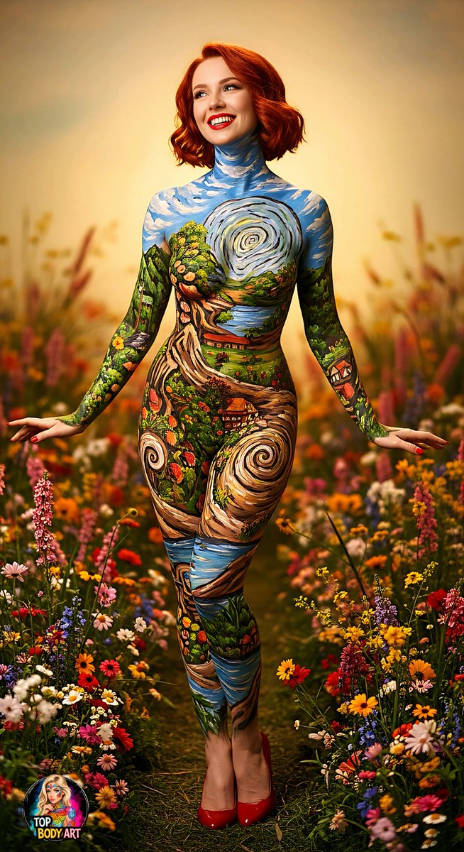 Pretty redhead girl from Starry Night to Swirly Day!