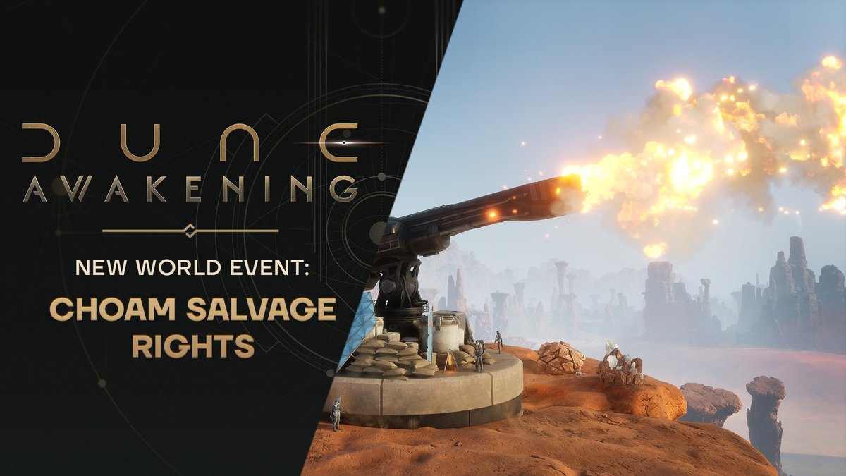 Dune: Awakening CHOAM Salvage Rights event featuring downed freighters and player rewards