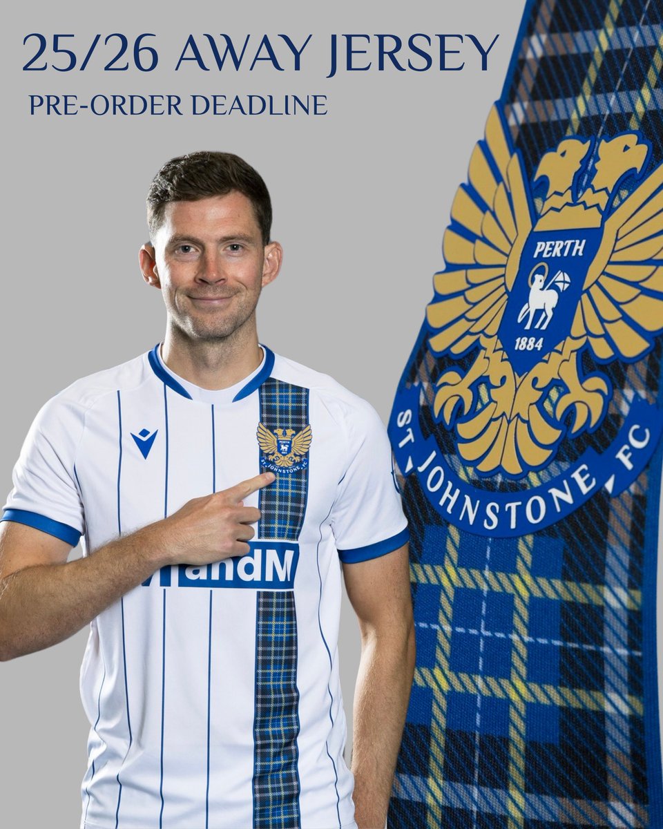 ⏰The last day to pre-order your 25/26 Away shirt is Friday, 29th August at 5:00 PM.  Pre-ordering is the only way to secure your shirt.

Lock in yours NOW  👉stjohnstonedirect.co.uk/collections/aw…

✅Extra stock will be available in-store; it’s very likely to sell out quickly once it lands.