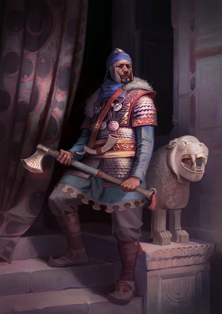 ''Temple  Guardian'', personal painting I made in 2021, an homage to one of my  favourite artists from the 19th century, Ludwig Deutsch