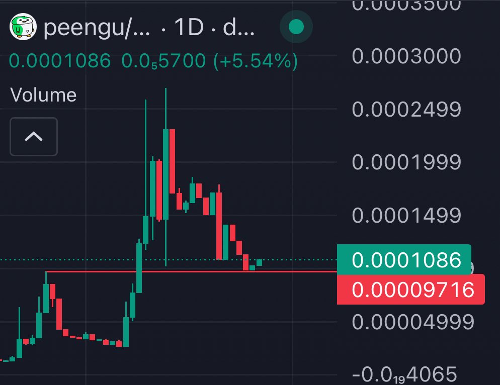 Bounced off of support, and absurdly low market cap just over $100k.

Decent R/R at this level for sure.  Holders are super engaged and active and it’s a hilarious meme.

I have a bag.

$PEENGU