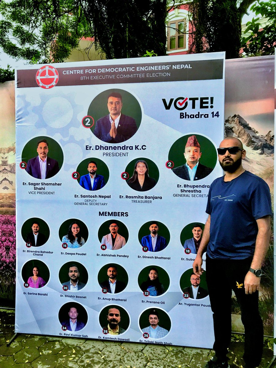 BasudevNeupane0's tweet photo. यहीँ भाद्र १४ गते हुन गइरहेको CDEN को ८औं केन्द्रिय अधिबेशनमा केन्द्रिय अध्यक्षको रुपमा ई. धनेन्द्र केसिज्यू ले नेतृत्व गर्नु भएको संयुक्त समुहलाई अत्यधिक बहुमतले बिजय गराइदिन हुन मताधिकार प्राप्त सम्पुर्ण ईन्जिनियर साथिहरुमा हार्दिक अनुरोध गर्दछु।
#Bhadra14
#CDEN
#JayNepal🇳🇵🌳 https://t.co/oQauPuw1gn