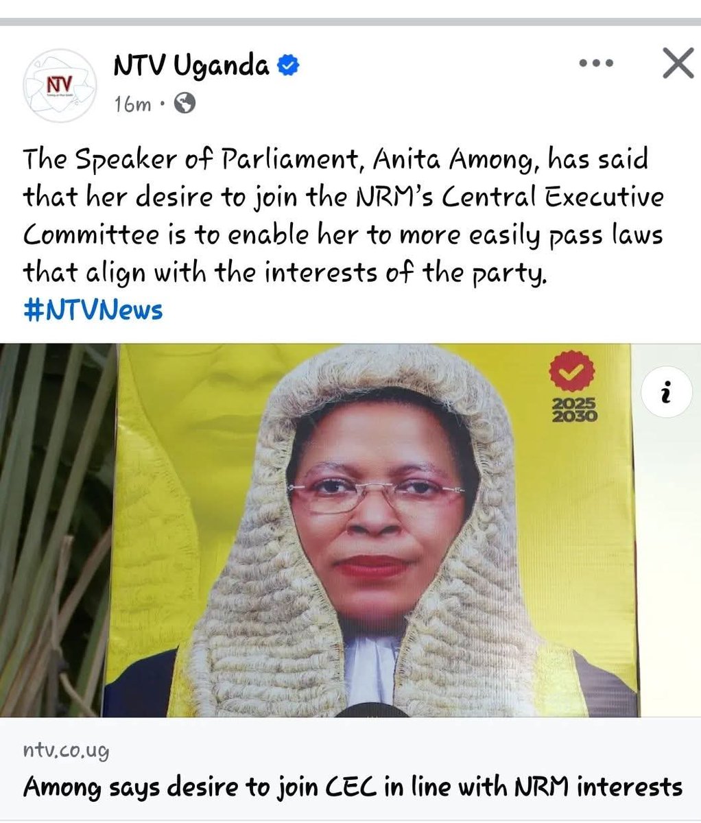 KiberuJimmy's tweet photo. Apart from the well documented corruption she's championed in @Parliament_Ug, this is proof that Speaker @AnitahAmong doesn't understand the doctrine of separation of power between executive, judiciary and legislature, or is too comfortable to be a cadre speaker. #HowNationsFail https://t.co/nY2p1lEGqB