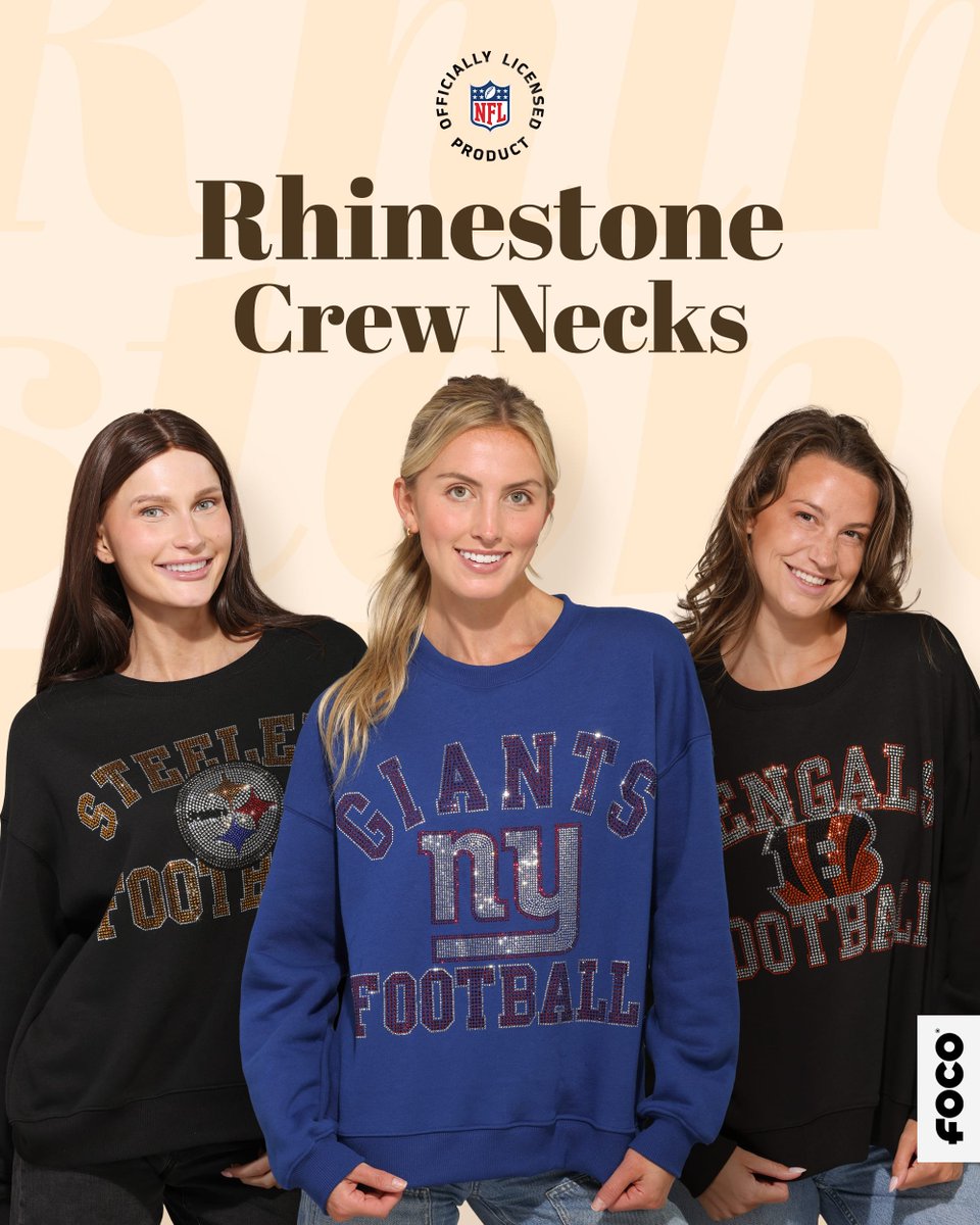 Lets go girls! 🤩  #NFL Rhinestone Crew Necks