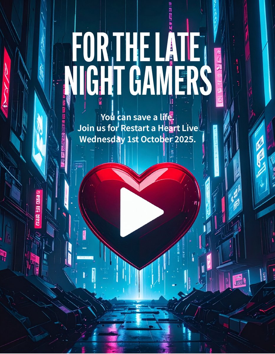 Fo all the latenight gamers in Wales - you can also save a life – Join Restart a Heart on 1 October. Register here: restartaheart.live