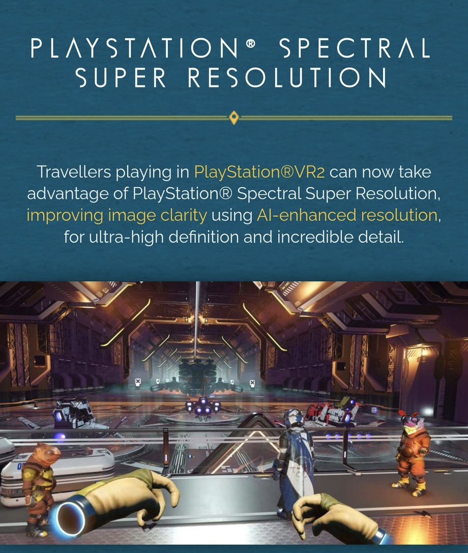 BREAKING 🚨 No Man’s Sky is officially the first PSVR2 game to implement PlayStation Spectral Super Resolution (PSSR) with its latest update.
#PSVR2 #PS5 #VR 🔥