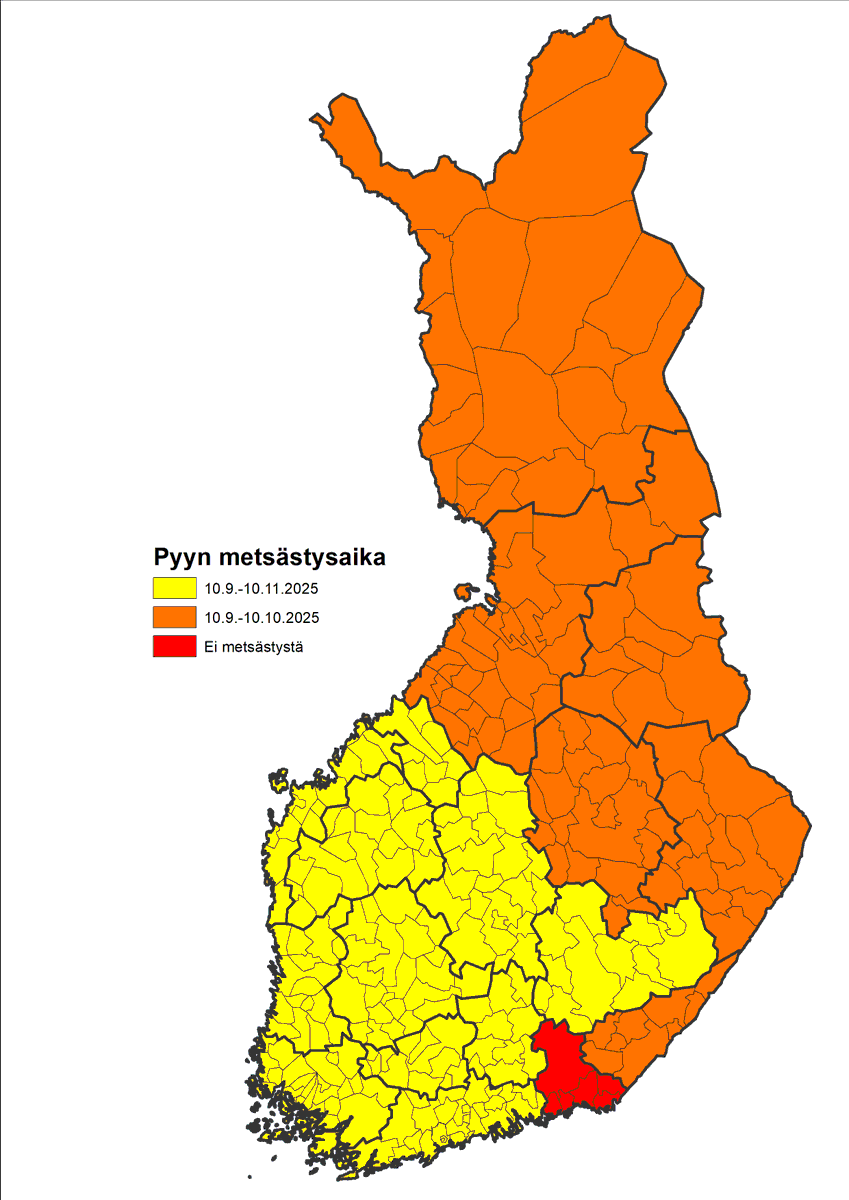 SarviTweet's tweet photo. Metsäkanalintujen #metsästys'ajat kartoilla metsästysvuonna 2025-2026 #metso #teeri #pyy #riekko https://t.co/kCfW4HWWjl