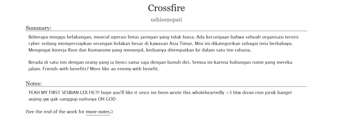 gakuatbang's tweet photo. #kumarion one shot fic 

 — Crossfire

Berada di satu tim dengan orang yang ia benci sama saja dengan bunuh diri. Semua ini karena hubungan rumit yang mereka jalani. Friends with benefits? More like an enemy with benefits.

🔗 https://t.co/ZO6FRoYo0G

tags below 🔽 https://t.co/0aZMTvIGL6