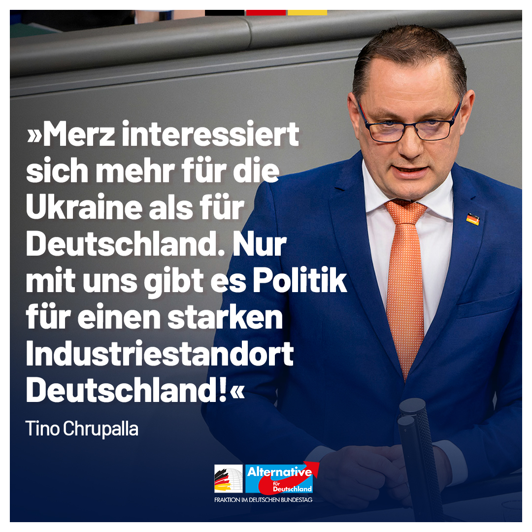 „Der Kanzler interessiert sich mehr für die Ukraine als für Deutschland. Er reist mit Selenskyj nach Washington und gibt nun weitere Milliarden für die #Ukraine, während sein Kabinett über Sozialkürzungen für Deutsche berät. Wir sind gegen Zölle für die deutsche Exportindustrie.