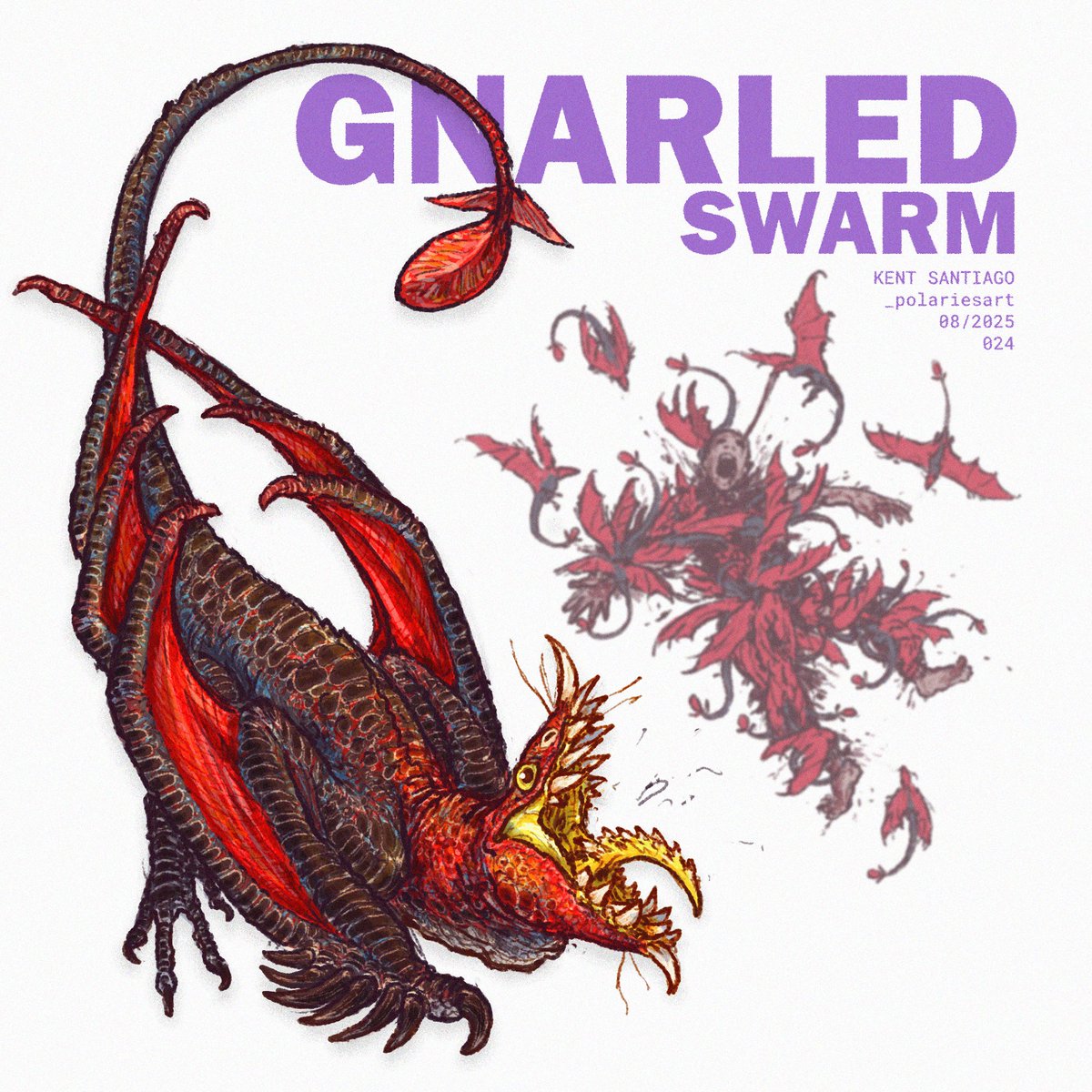 DAY 24: Gnarled (Swarm)
A flock of wyverns devours a man.
#smaugustcircle #smaugust2025 #smaugust
