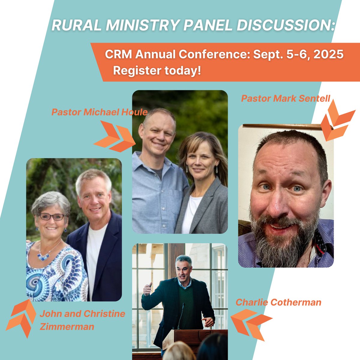 📢Announcing the 2025 CRM Conference Rural Ministry Panel: Michael Houle, John and Christine Zimmerman, Mark Sentell, and <a href="/CECotherman/">Charles E. Cotherman</a> . Looking forward to hearing from these seasoned rural voices!  

here's still time to register for the Conference coming up on September 5-6!