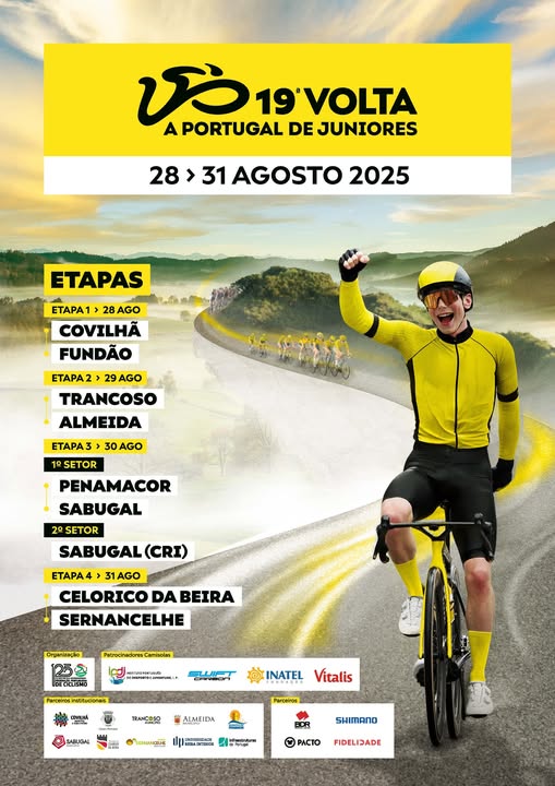 Volta a Portugal em Bicicleta de Juniores passa pelo concelho do Fundão
Por: oRegiões
...
O Fundão é o local escolhido para a chegada da primeira etapa da 19ª Volta a Portugal em Bicicleta de Juniores, que terá lugar no dia 28 de agosto de 2025, pelas 16h45, na Avenid...