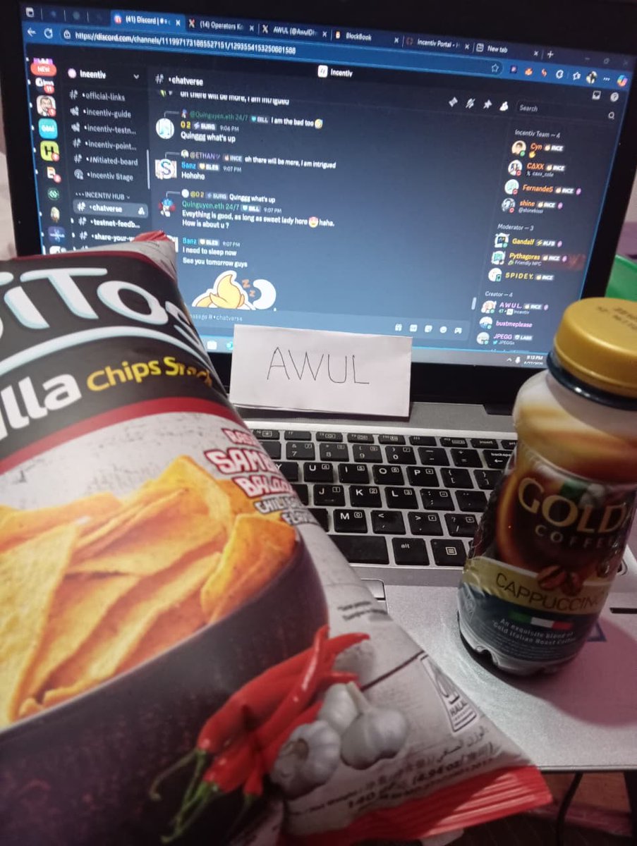 AwulDhe's tweet photo. π‘ Proof of Life
Late-night vibes in the #Chatverse β¨
Nothing beats good convos + cappuccino β + spicy chips π₯
This is how I recharge while keeping up with the community π
#gIncentiv #ProofOfLife
@incentiv_net https://t.co/4R8S5OHs0Z