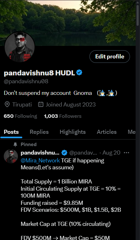 Big milestone to me: hit 1K followers today 🎉

Even bigger news:
<a href="/Mira_Network/">Mira</a>  Introducing there Mira Foundation 🪐

An independent body dedicated to advancing trustless AI infrastructure + accelerating the growth of the Mira ecosystem. 9million in Funding.

Mira has already: