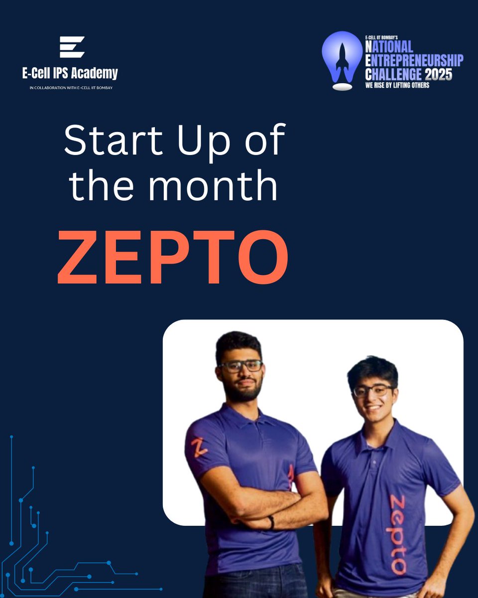 Zepto takes the spotlight as Startup of the Month.
#ecellineverycollege #nec_ecell_iitbombay