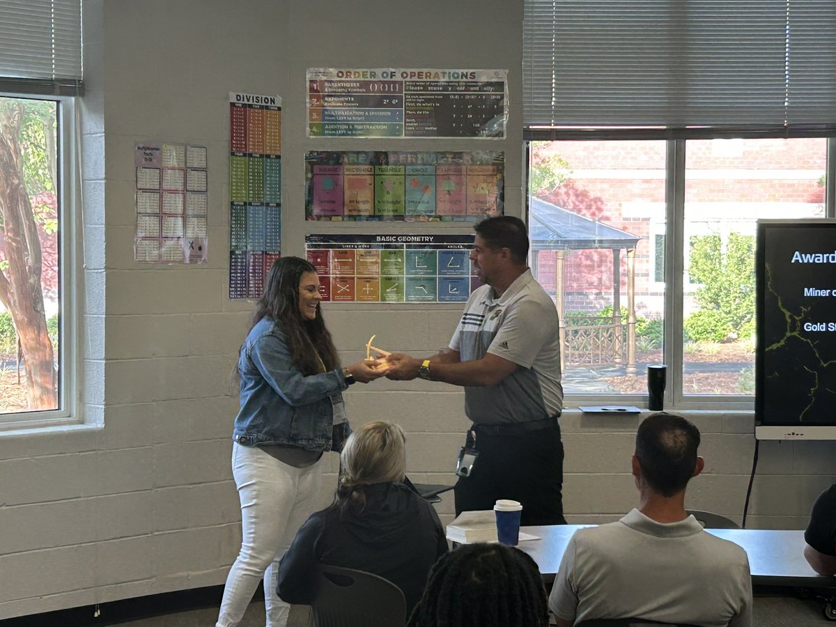ConcordMiddle's tweet image. Congratulations to Mr. Miller, our Miner Staff of the Month and Ms. Rich, our Gold Standard award winner this month!!