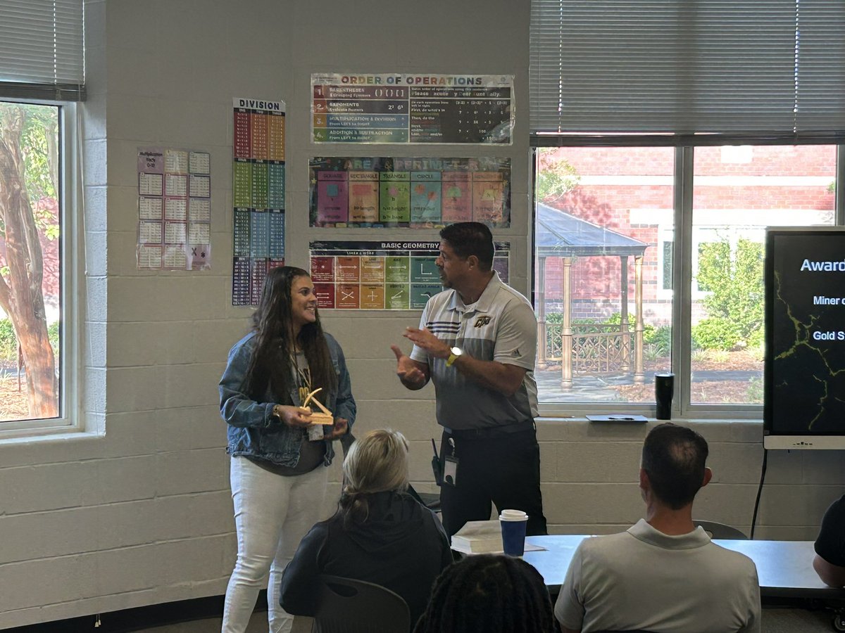 ConcordMiddle's tweet image. Congratulations to Mr. Miller, our Miner Staff of the Month and Ms. Rich, our Gold Standard award winner this month!!
