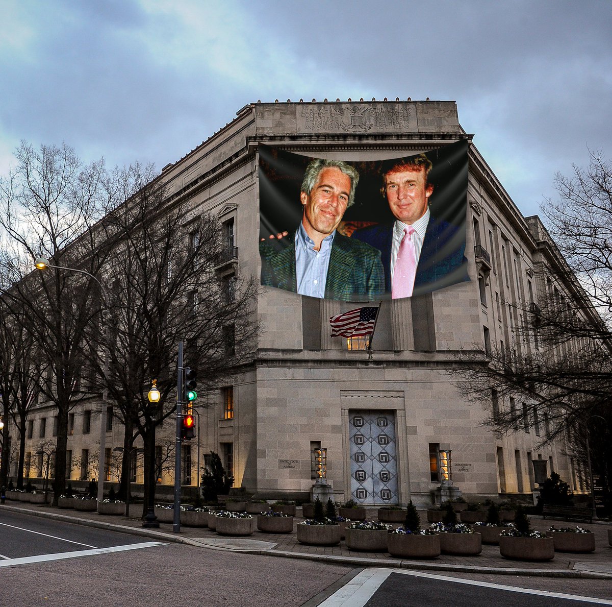 Love the new Trump banner outside the DOJ.