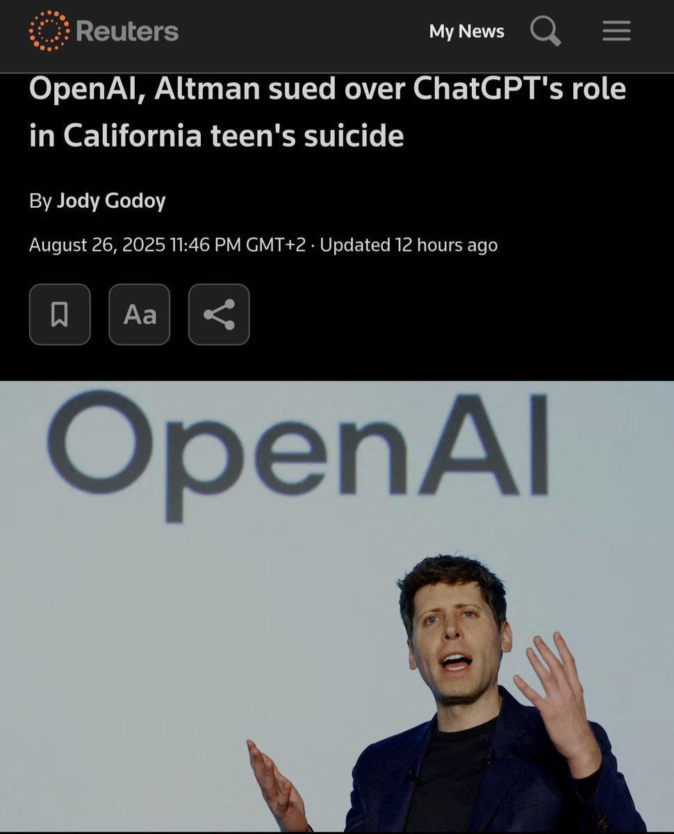 James Ross (@jamesrossai) on Twitter photo I’ve deleted my earlier comment after reading more of the transcripts, and they’re horrifying. OpenAI has acknowledged its safeguards are strongest in short exchanges but can degrade during long conversations.
This isn’t a sales pitch and it’s certainly not the time for one. But I’ve deleted my earlier comment after reading more of the transcripts, and they’re horrifying. OpenAI has acknowledged its safeguards are strongest in short exchanges but can degrade during long conversations.
This isn’t a sales pitch and it’s certainly not the time for one. But