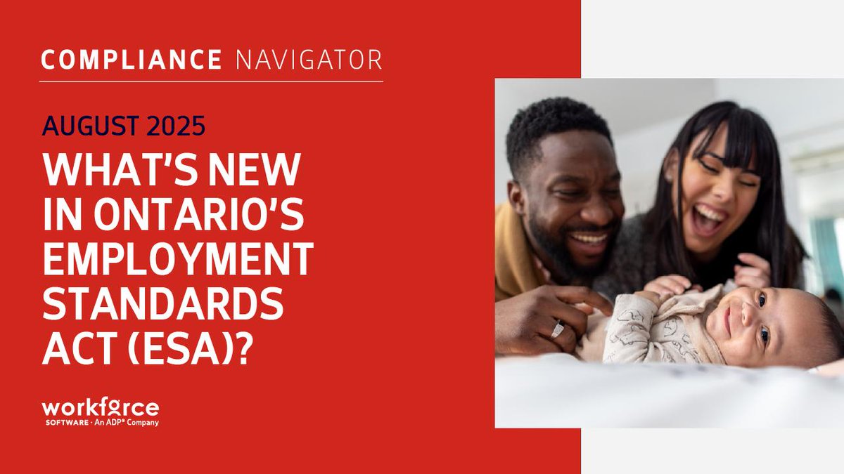 WorkForce_Paul's tweet photo. New changes to Ontario's Employment Standards Act (ESA) are here. From expanded leave entitlements to key compliance updates, here is an in-depth view of the changes Canadian employers should know about. Read the latest #ComplianceNavigator blog now: https://t.co/fmphGnOMga https://t.co/cDZ0nNQ2yv