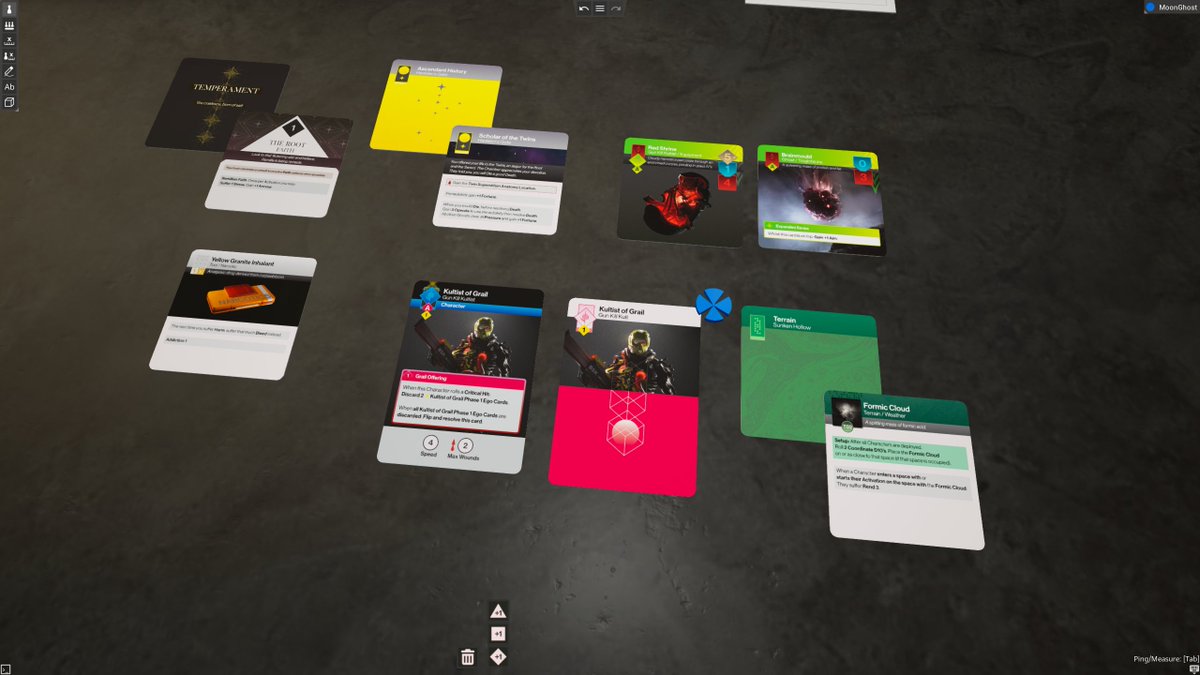 A demo for Three of Ghosts, my cooperative horror tabletop skirmish game, is finally available to play on Tabletop Playground (found on Steam). Instructions for how to play are included with the rulebooks you can find on my Itch.io page: waitsingraves.itch.io/three-of-ghost…