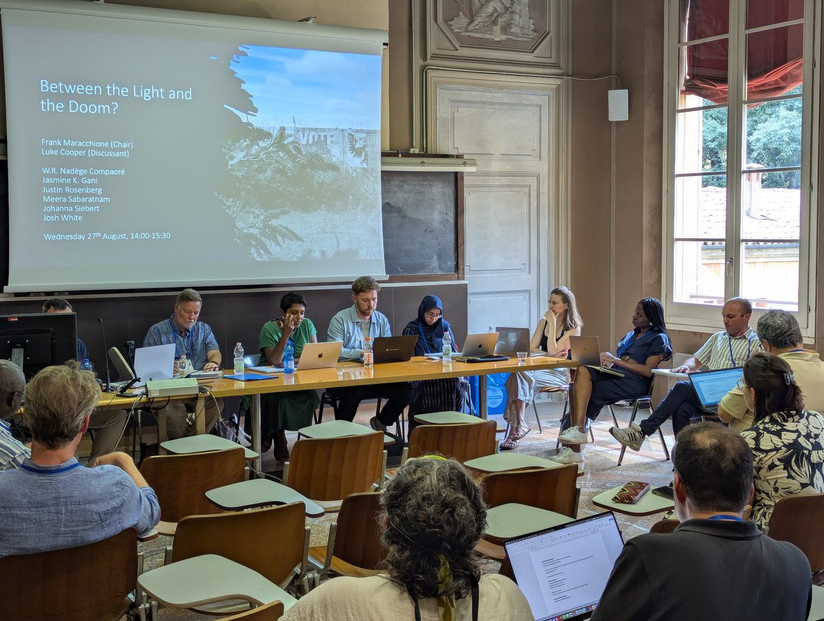 What a privilege to chair an #eisa2025 panel with this stellar cast: Justin Rosenberg, Meera Sabaratnam, Josh White, Nadège Compaoré, Johanna Seibert, Jasmine Gani and <a href="/lukecooper100/">Luke Cooper</a>. The topic was the intersection between critical theory, structures and emancipatory agency.