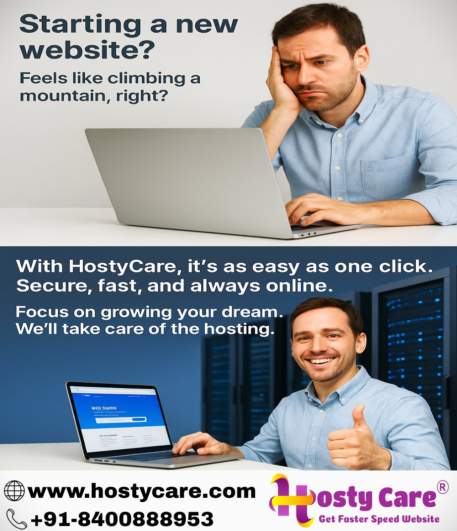 hostycare's tweet image. 🚀 Starting a new website?

✔ Secure
✔ Fast
✔ Always Online

🌐 hostycare.com
📞 +91-8400888953

#HostyCare #WebHosting #FastWebHosting #SecureHosting #StartupJourney #WebsiteMadeEasy #OneClickHosting #WebsiteHostingSolutions #WebsiteGrowth #WebHostingProvider