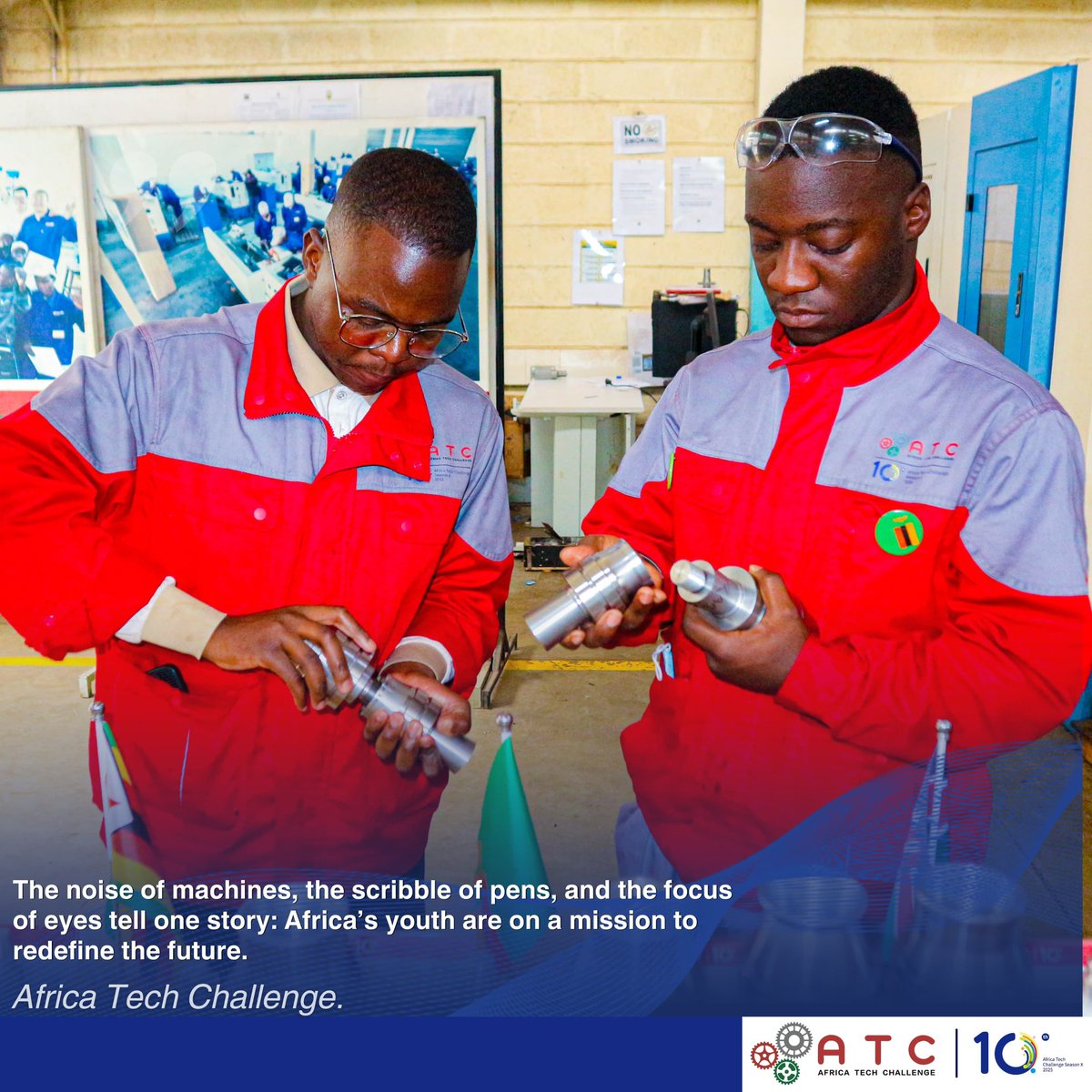 ATC_Tech's tweet image. The noise of  machines, the scribble of pens and the focus of eyes tells one story: Africa&apos;s youth are on a mission to redefine the future. #EmpowerTheMakers #BuiltToBuildAfrica #ATCSeason10
