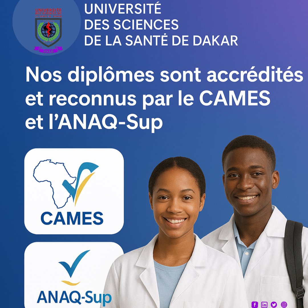 Univdelasante's tweet photo. Nous vous rappelons que nos diplômes sont
reconnus par l'anaq-sup et que le diplôme d'état de
docteur en pharmacie est reconnu par le cames.
Vous suivrez une excellente formation au sein de notre
université.
inscrivez vous vite !
#excellenceussd #etudes #médecine
#Rentrée20252026 https://t.co/4psHSRd48R