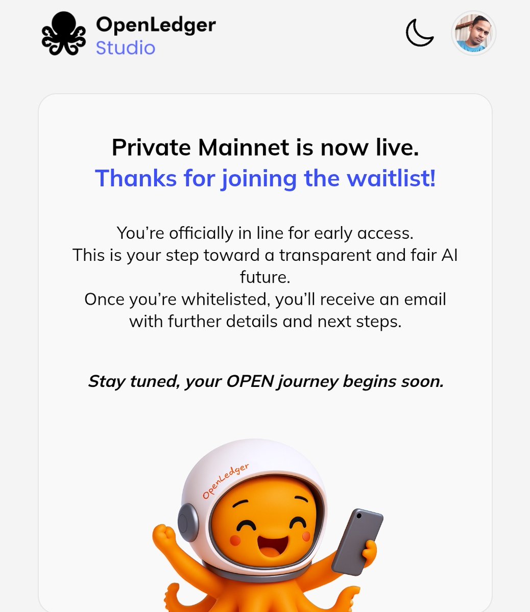 Mining Dada (@miningdada) on Twitter photo β
Join <a href="/OpenledgerHQ/">Openledger</a> Private Mainnet Whitelist β€οΈβπ₯
πLink - studio.openledger.xyz
π Connect your openledger email
π Join telegram for future updates - t.me/miningdada β
Join <a href="/OpenledgerHQ/">Openledger</a> Private Mainnet Whitelist β€οΈβπ₯
πLink - studio.openledger.xyz
π Connect your openledger email
π Join telegram for future updates - t.me/miningdada