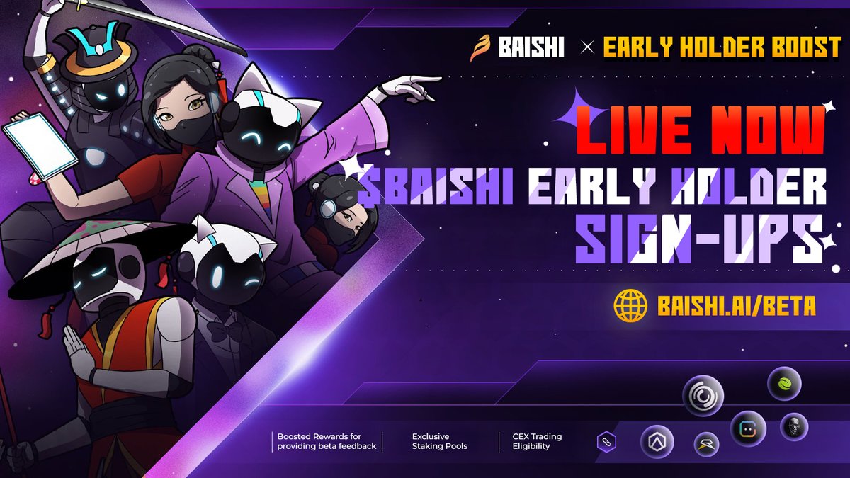 playbaishi's tweet image. $BAISHI Early Holder Boost - LIVE NOW!
1⃣ Join the BAISHI Beta Test with your community referral code at baishi.ai/beta
2⃣ Early Holders : Sign up with your IDO/holder wallet for a smooth eligibility process
📅Rewards revealed Friday
📖Details: baishi.substack.com/p/baishi-early…
