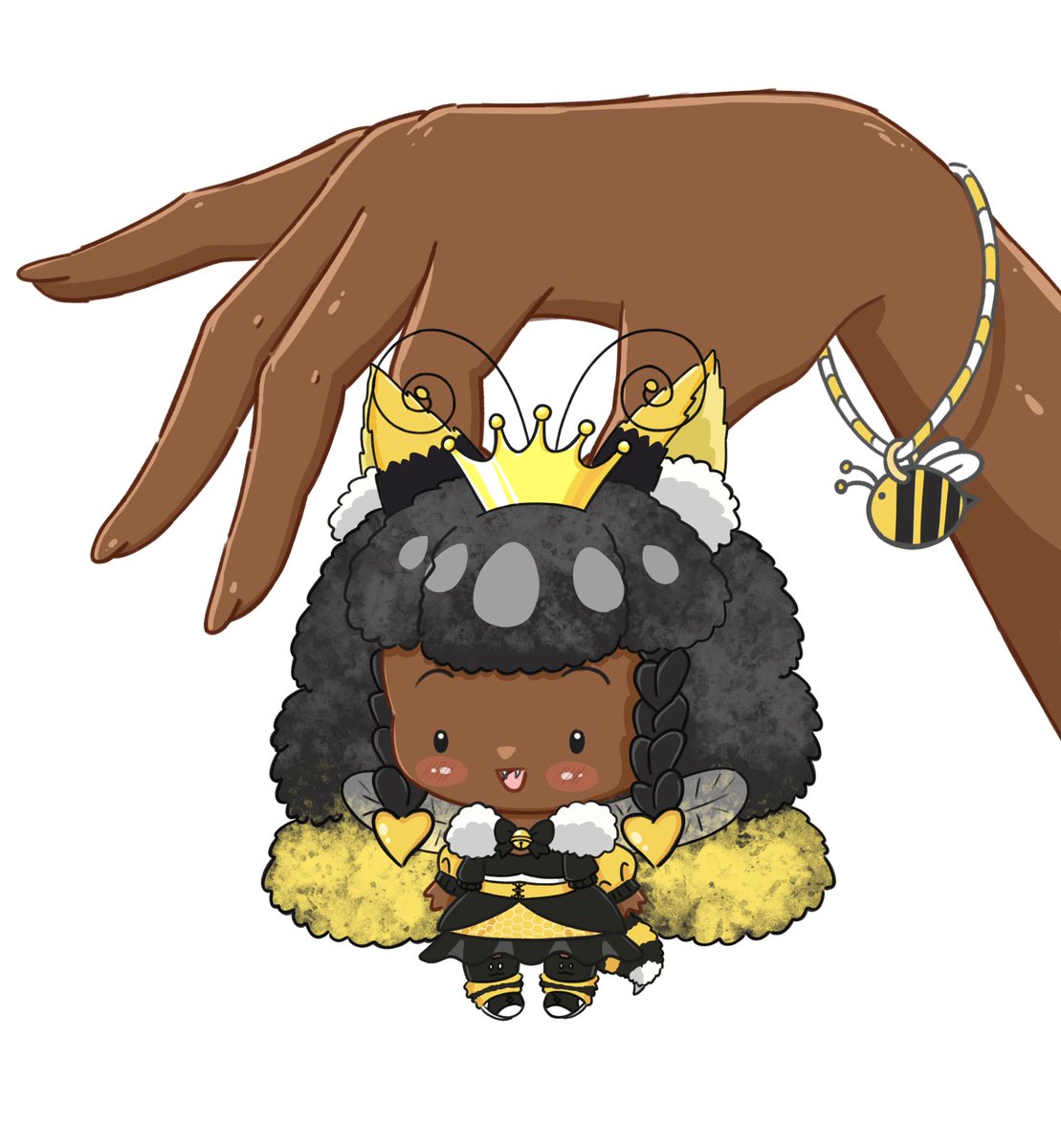 first raffle winner art !!✌️hold this cute foxbeee queen for me hehe🐝🥰congrats <a href="/beeatrixvixen/">🦊🐝Beeatrix Vixen🦊🐝 Fox Bee Vtuber</a>