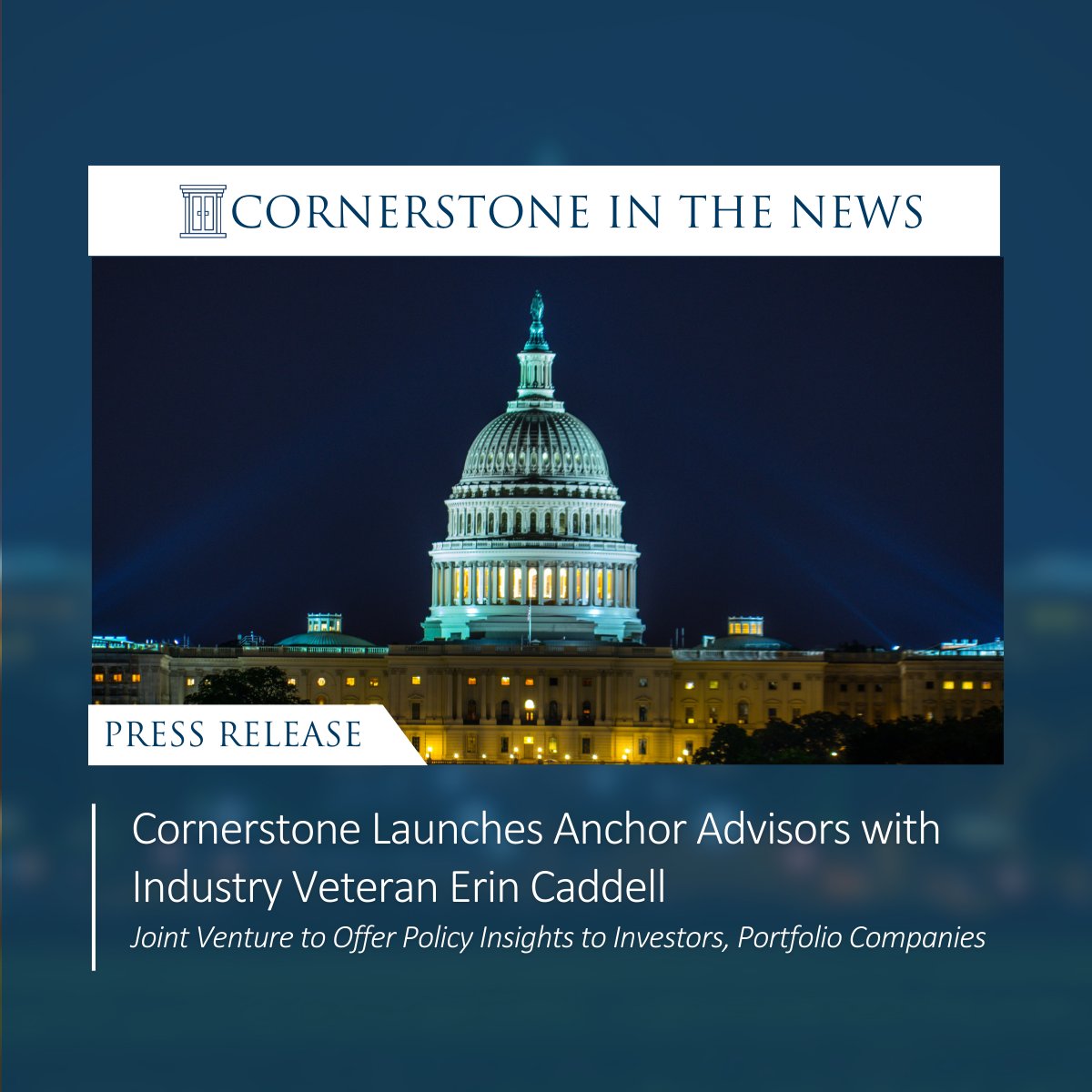 Cornerstone is pleased to announce the launch of our new joint venture, Anchor Advisors. Together, we're bridging the gap between public policy and investment strategy, empowering clients to make informed decisions. Learn more here: cgagroup.com/cornerstone-la…