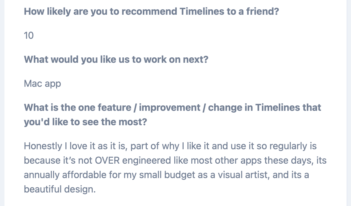 Just catching up on responding to customer surveys now and I came across this one 😊