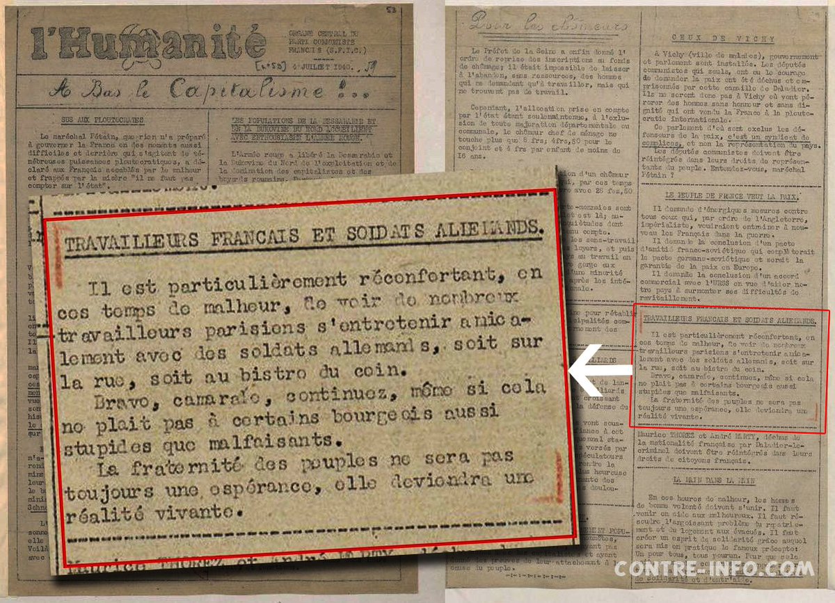 <a href="/mtwit75/">Enzo Morel</a> Tous les maitres du révisionnisme historique sont de gauche ou d'extrême gauche : Rassinier, Faurisson, Garaudy... et maintenant Brossat-Chiotte !
Le communisme et le nazisme sont des frères jumeaux. 
Ci-dessous <a href="/humanite_fr/">L'Humanité</a> clandestine du 4 juillet 1940