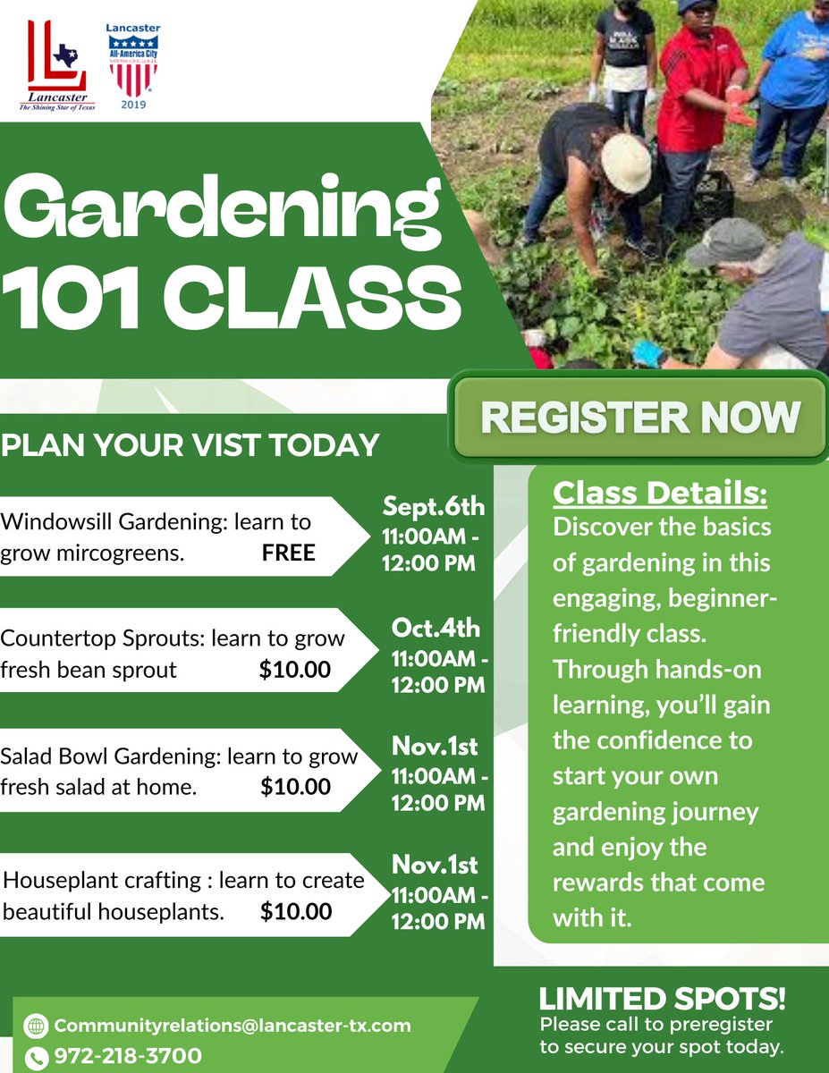 Lancaster_TX's tweet image. 🔥 New at Lancaster Rec! 🔥
💪 Fitness Class
🏀 Basketball Competition
🚶 Walking Club
🌱 Gardening Program
🌳 Kids Outdoor Fun

Don’t miss out—spots fill fast! 📍 See flyers for details.
#LancasterTX #GetActive