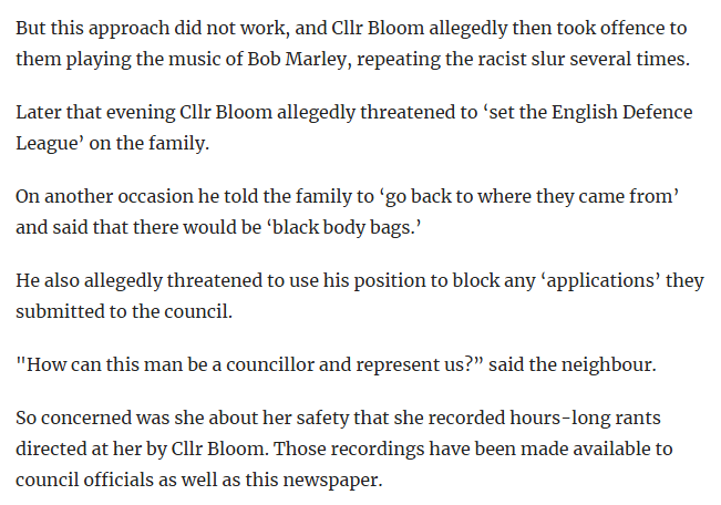 This story of a Reform councillor’s racist harrassment of his neighbours is utterly shocking.

Is this what gets though the party’s “common sense” vetting system for candidates?
northantstelegraph.co.uk/news/people/co…