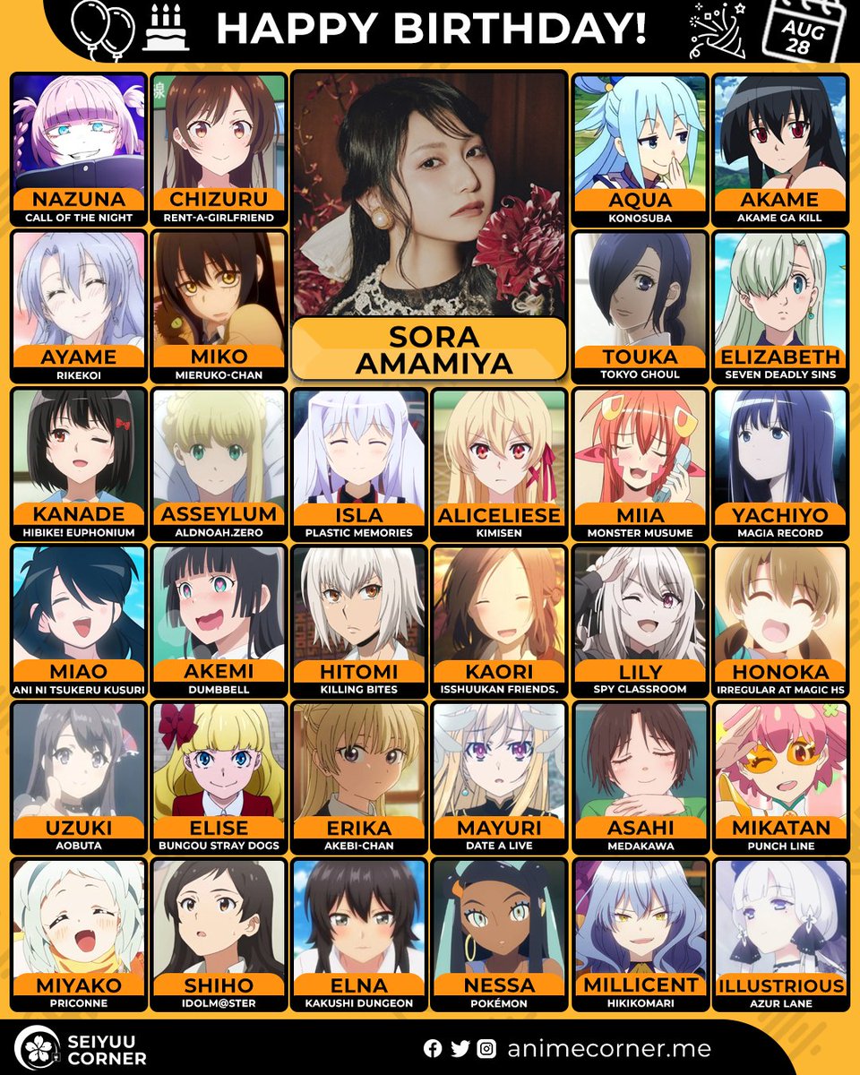 Seiyuu Corner (@seiyuucorner) on Twitter photo Happy 32nd birthday Sora Amamiya! 🎉
Let's wish Ten-chan all the best <a href="/Amamiyastaff/">雨宮天 Sora Amamiya official</a>
#SoraAmamiya #雨宮天 Happy 32nd birthday Sora Amamiya! 🎉
Let's wish Ten-chan all the best <a href="/Amamiyastaff/">雨宮天 Sora Amamiya official</a>
#SoraAmamiya #雨宮天