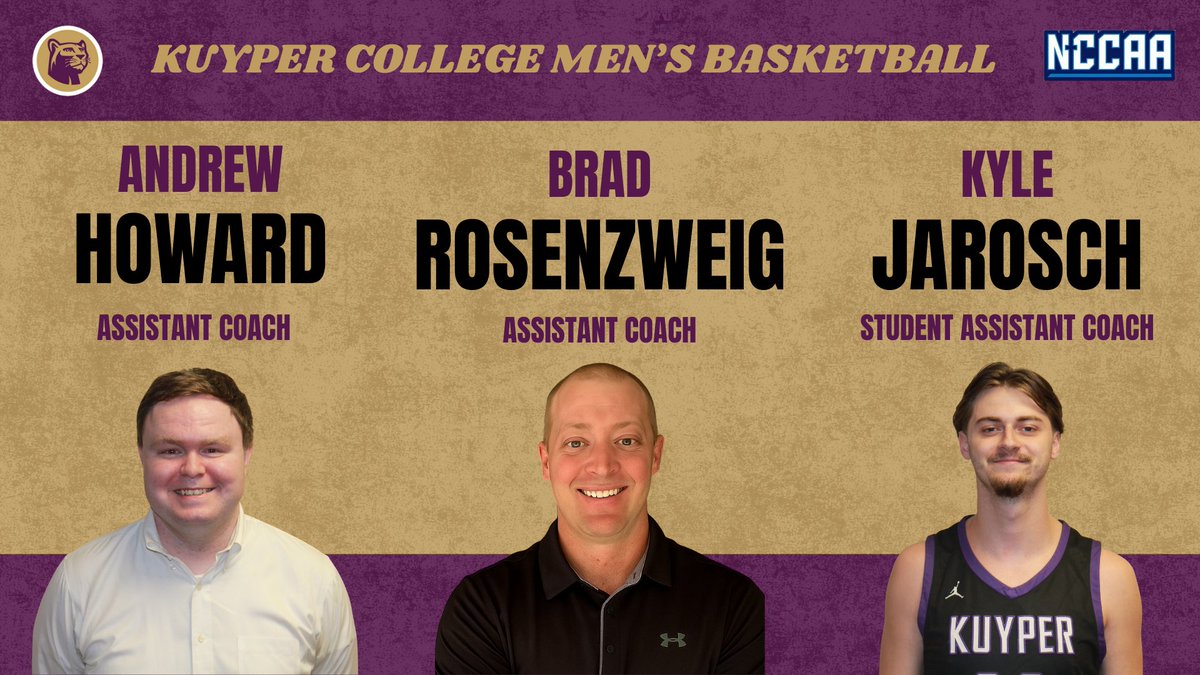 Coach Bailey is excited to announce his coaching staff for the '25-'26 season!

Andrew Howard - Asst. Coach
Brad Rosenzweig - Asst. Coach
Kyle Jarosch - Student Asst. Coach

Season is around the corner!

🔗: kuypercougars.com/news/2025/8/27…

#GoCougars