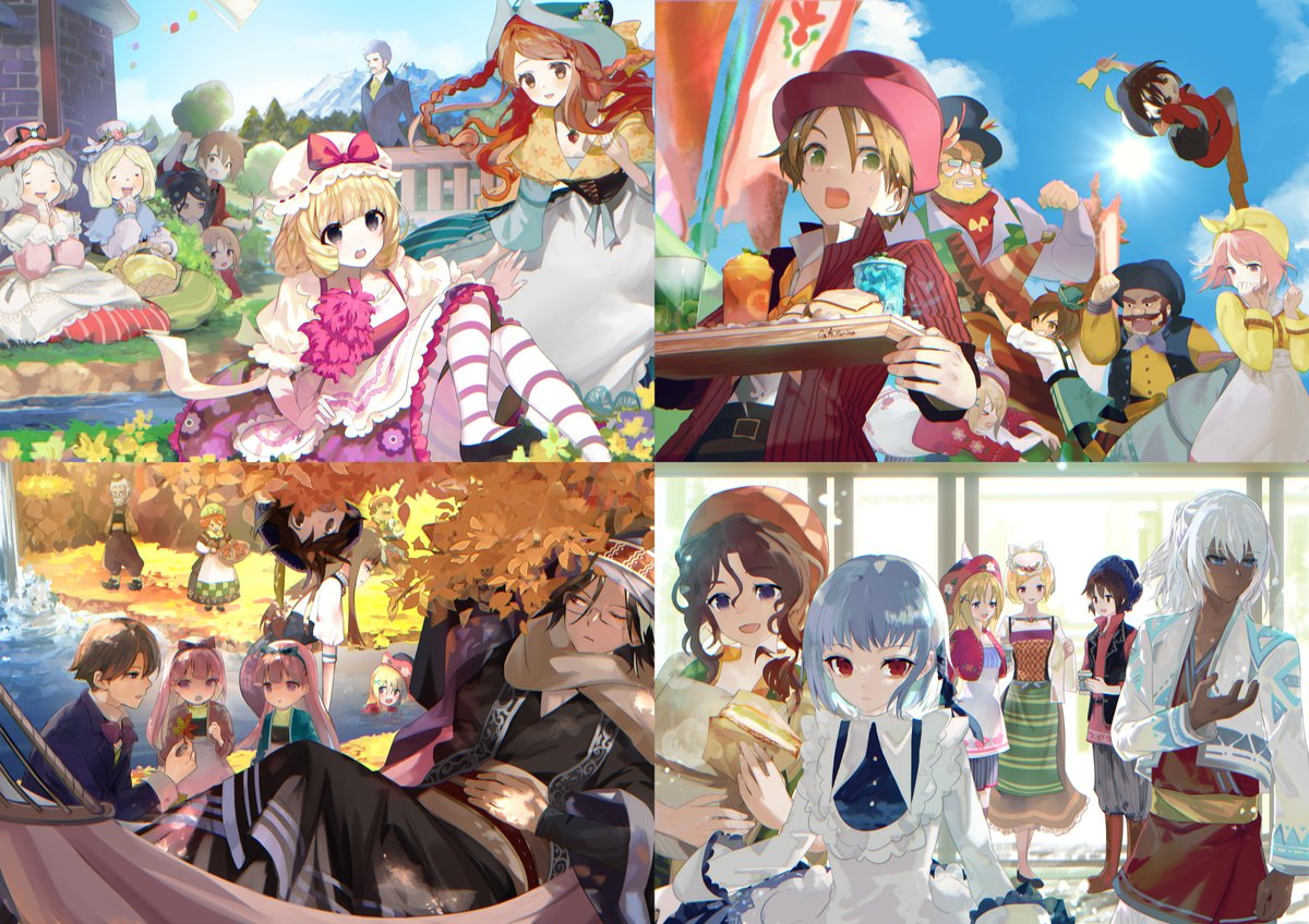 牧場物語 Let’s！風のグランドバザール発売おめでとうございます！！！！🎉✨
そよ風タウンのみんな（風バザver.）をそれぞれ誕生日の季節ごとに分けて描いてみました🎈
#グラバザ
#風バザ
#牧場物語