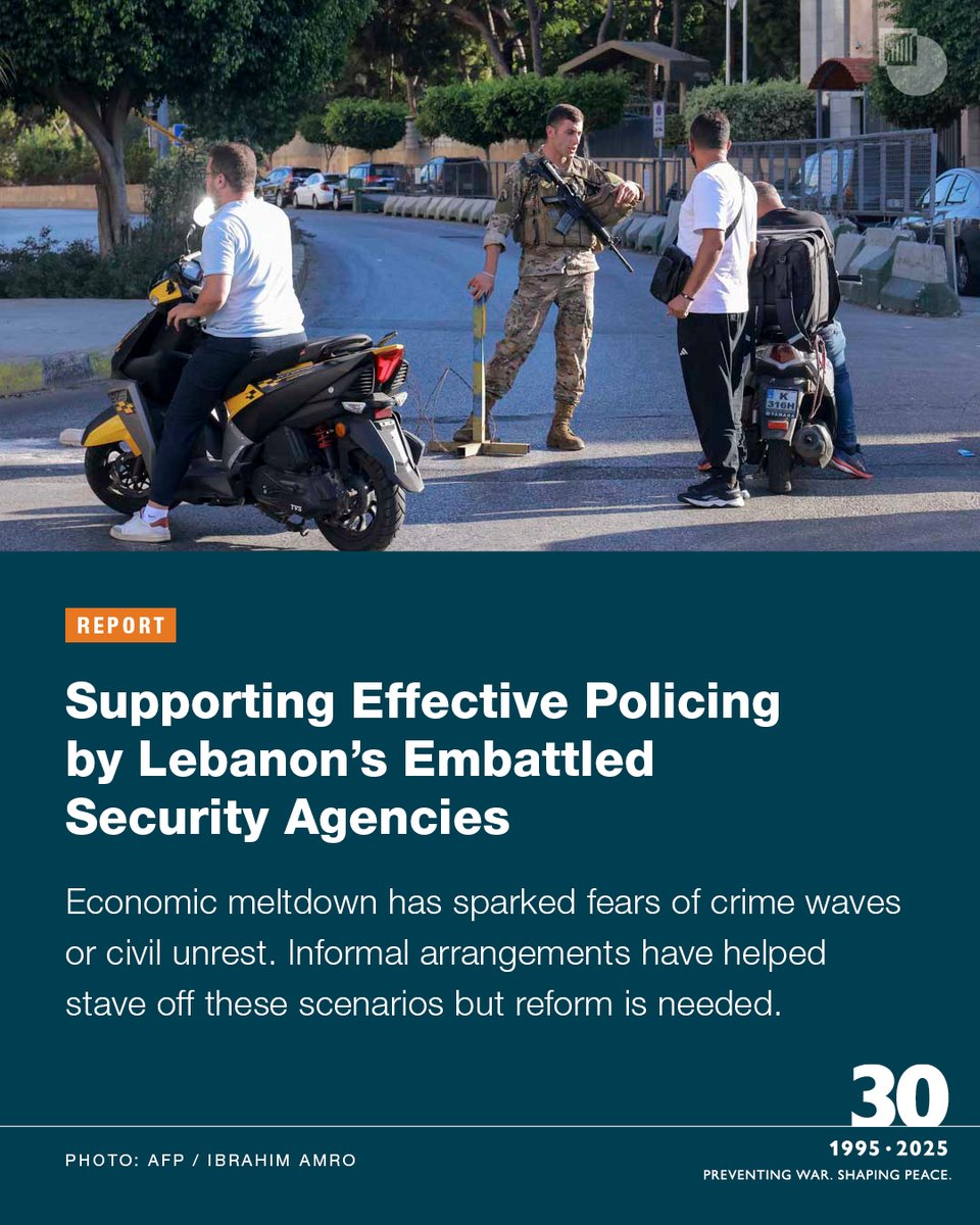 NEW REPORT | Supporting Effective Policing by Lebanon’s Embattled Security Agencies

The country’s economic meltdown has sparked fears of crime waves or civil unrest. Informal arrangements have helped stave off these scenarios but reform is needed.

crisisgroup.org/middle-east-no…
