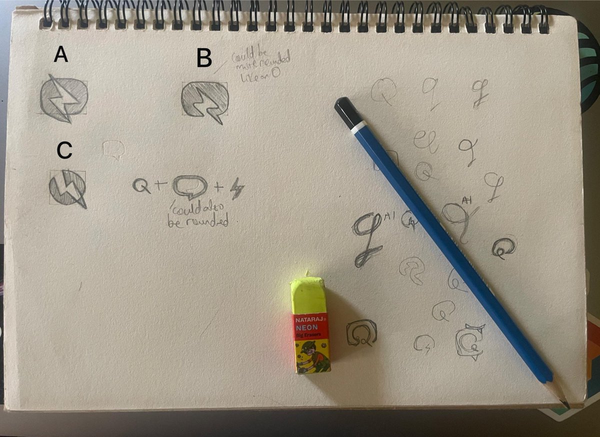 KarisOkey's tweet image. Every Logo starts with an idea.💡
It begins with rough sketches that slowly start to come together until it voices the brand’s story perfectly.
I’m currently working on a logo for an AI startup. Here are three sketches.
Which would you go for: A, B or C?