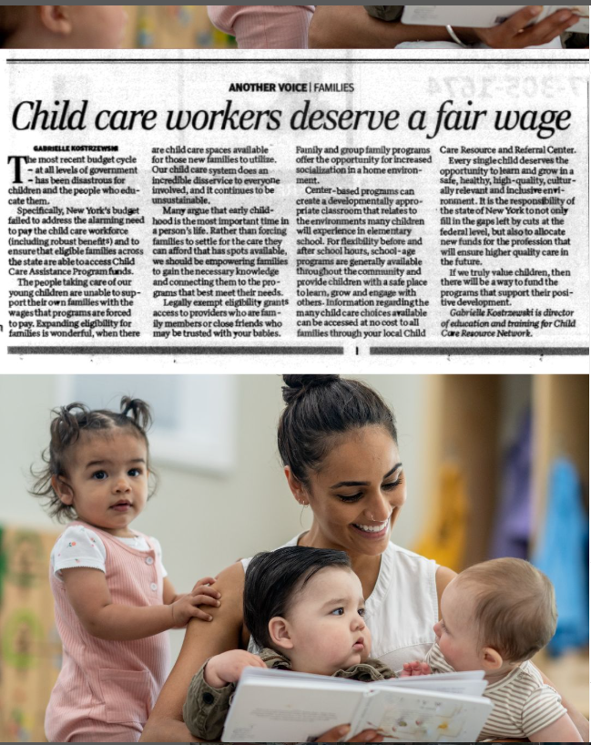 Great letter from ESCCC member Gabrielle about the need to fairly compensate the child care workforce in Buffalo News!
