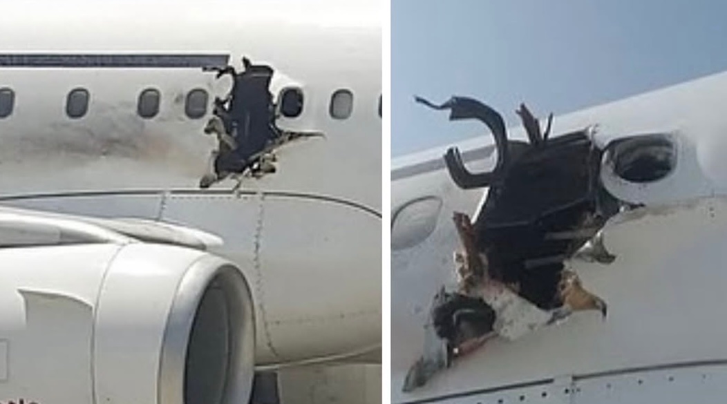 historyinmemes's tweet photo. In 2016, a man boarded a Daallo Airlines flight with explosives concealed on his body, intending to destroy the aircraft during flight. About 20 minutes after takeoff, the device exploded, creating a hole in the fuselage and ejecting him from the plane. He was the only casualty, and the plane landed safely.