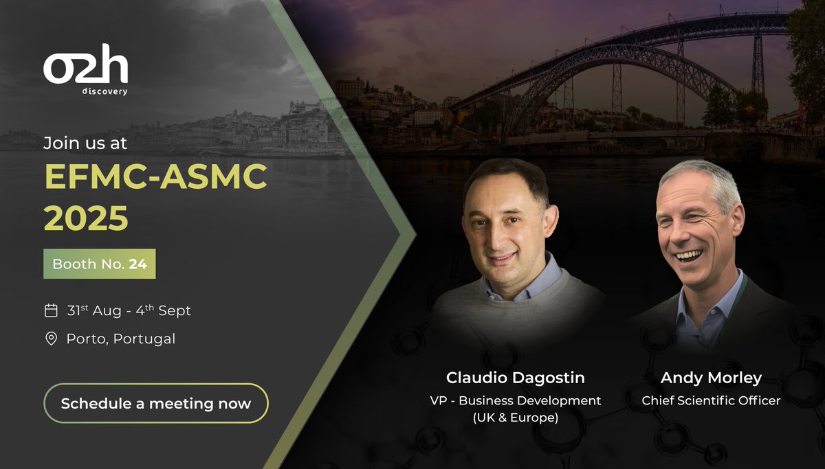 o2h discovery (@o2h_discovery) on Twitter photo Weโre excited to be exhibiting at the X EFMC International Symposium on Advances in Synthetic and Medicinal Chemistry!
Come say hello to us at ๐๐ผ๐ผ๐๐ต ๐ก๐ผ. ๐ฎ๐ฐ.
To schedule a meeting, email us at discovery@o2h.com or visit o2hdiscovery.co Weโre excited to be exhibiting at the X EFMC International Symposium on Advances in Synthetic and Medicinal Chemistry!
Come say hello to us at ๐๐ผ๐ผ๐๐ต ๐ก๐ผ. ๐ฎ๐ฐ.
To schedule a meeting, email us at discovery@o2h.com or visit o2hdiscovery.co