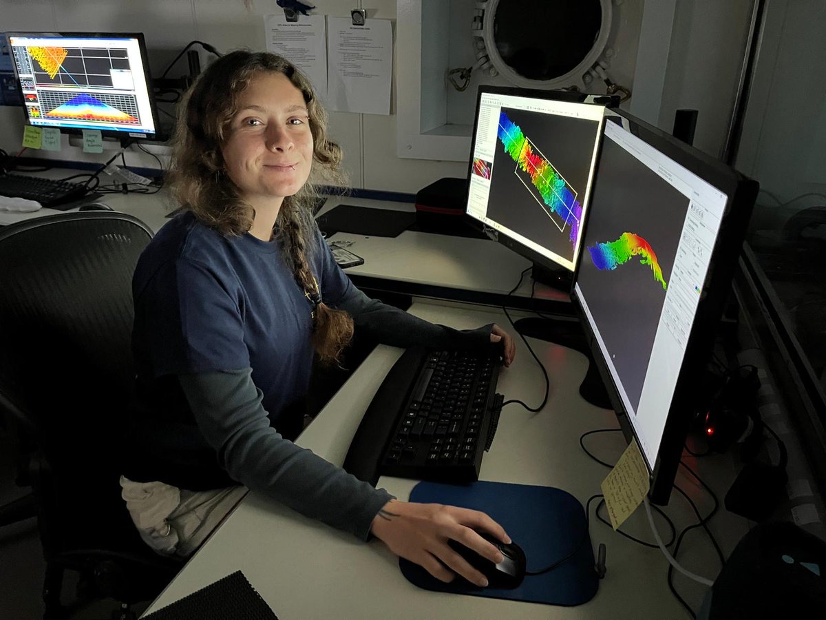 EVNautilus's tweet image. OET proudly welcomes @BangorUni graduate Ella Magrum-Stanley to the #CorpsofExploration for our NA175 expedition as a #SeafloorMapping intern. We sat with Ella to learn more about her experience at sea and the path that led her to #EVNautilus: bit.ly/4mVsatY