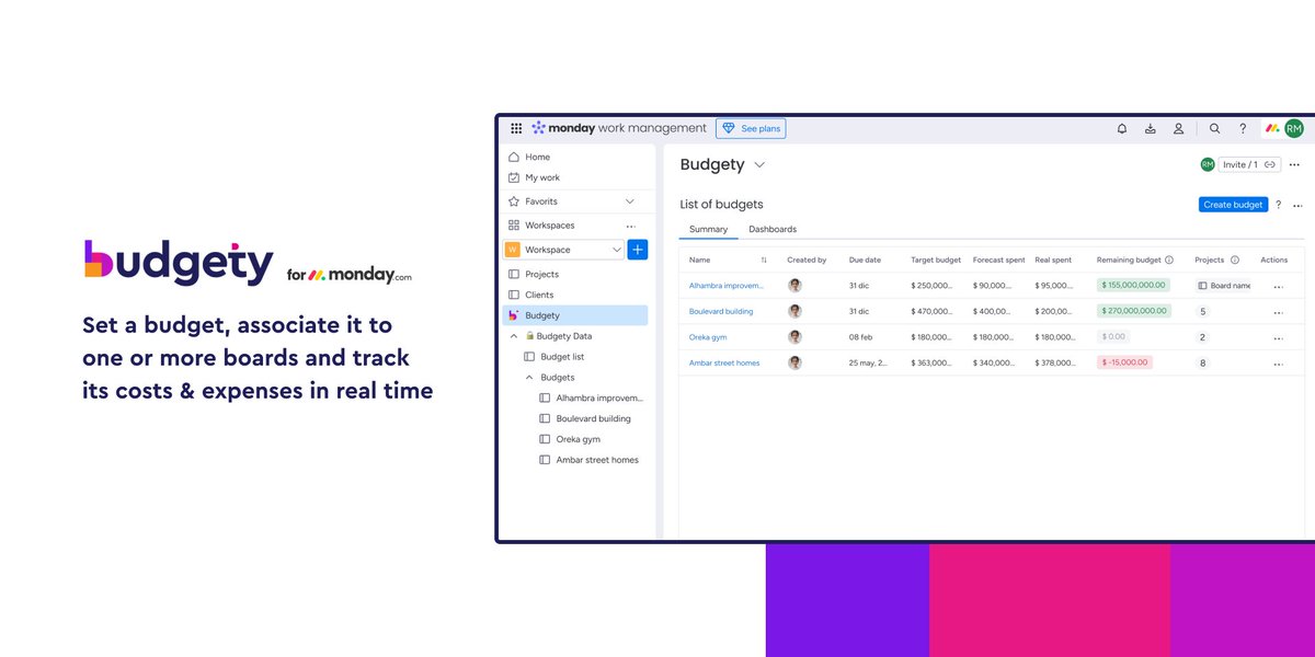 Let’s be honest, if you’re still managing project budgets in spreadsheets, you’re not in control.
As your team is already working with <a href="/mondaydotcom/">monday.com</a>, why not join the in the same platform?

Puts your project finances where they belong and get real-time insights, categorization,